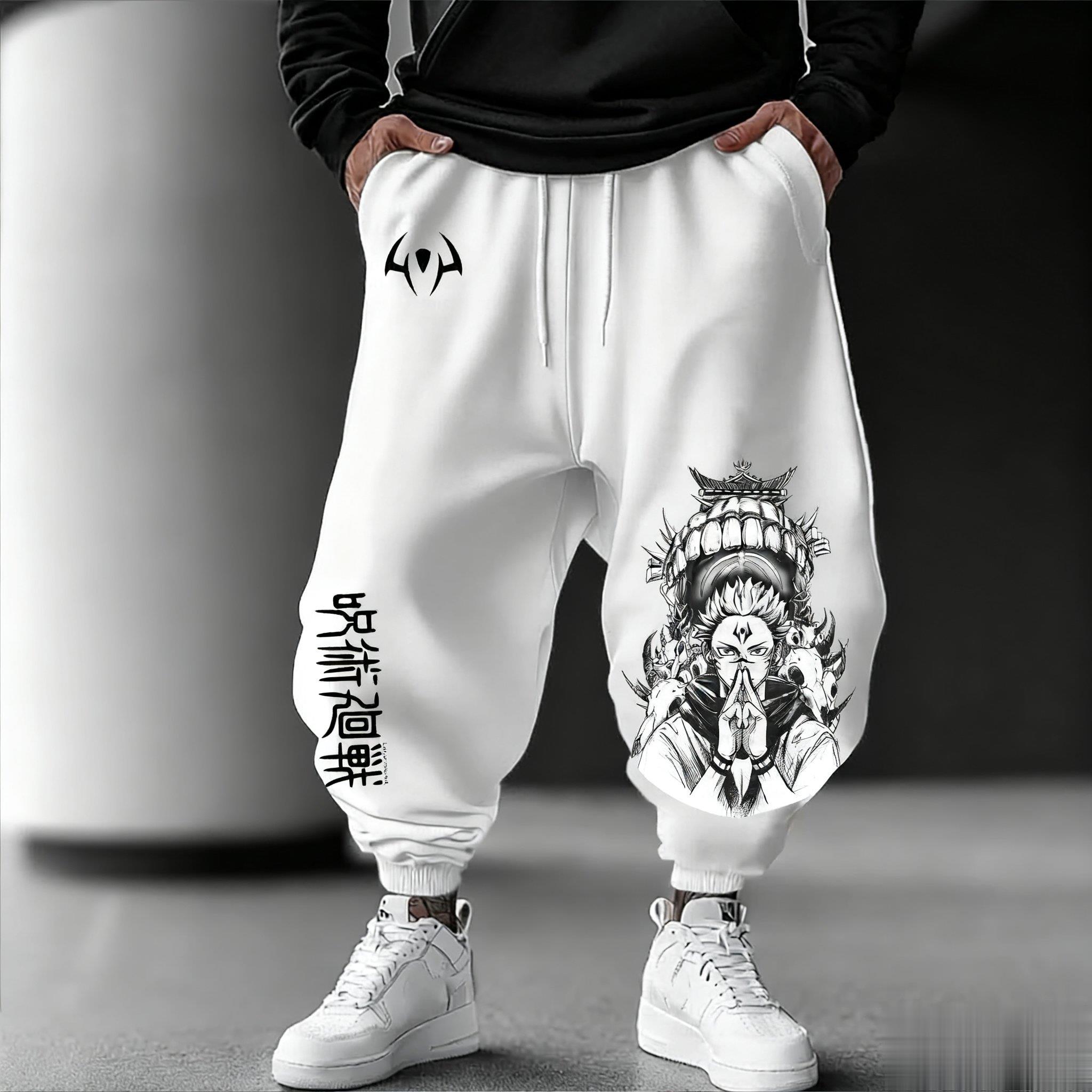 Streetwear Brand Beanie - Jujutsu Kaisen الرجال سراويل للجري فضفاضة
