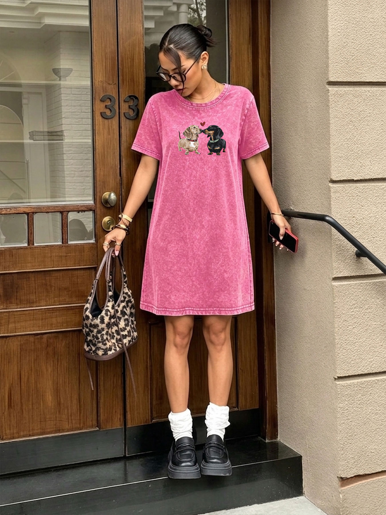 Streetwear Brand Heart - فستان تي شيرت نسائي بتصميم عتيق