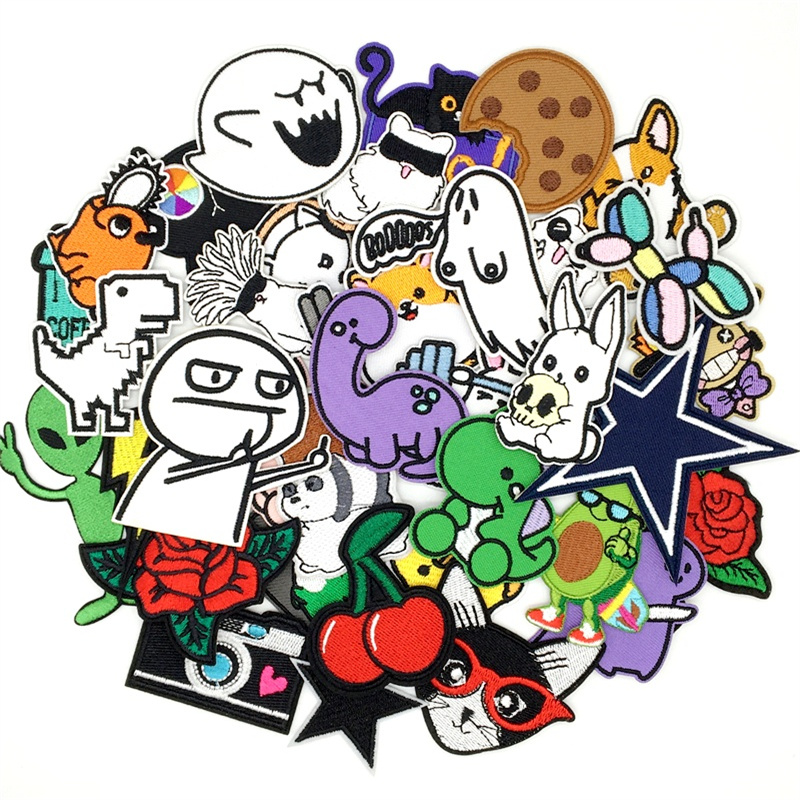 Streetwear Brand Stickers - رقع تطريز كرتونية عشوائية مختلطة ،