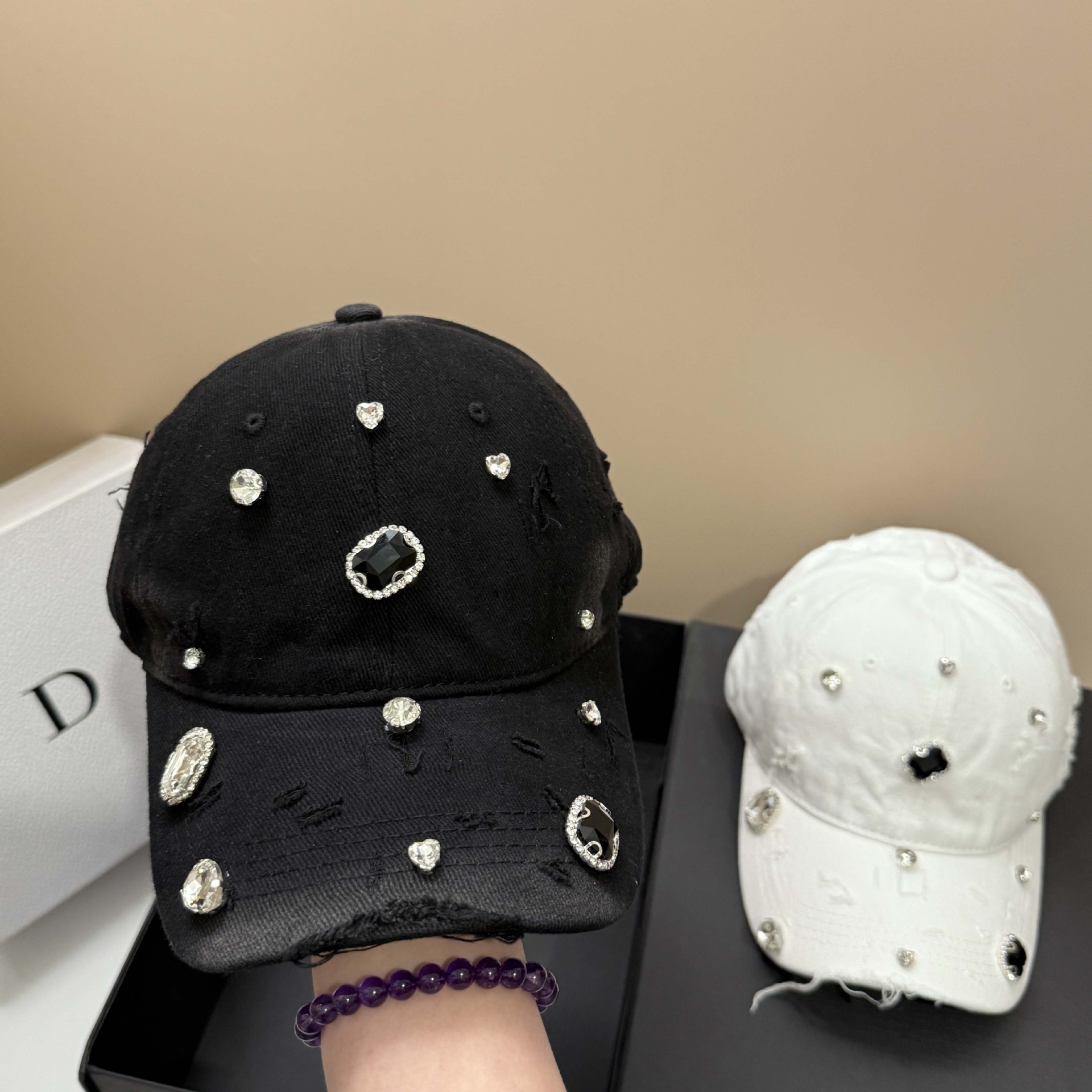 Streetwear Brand Beanie - الفاخرة حجر الراين حفرة القطن قبعة
