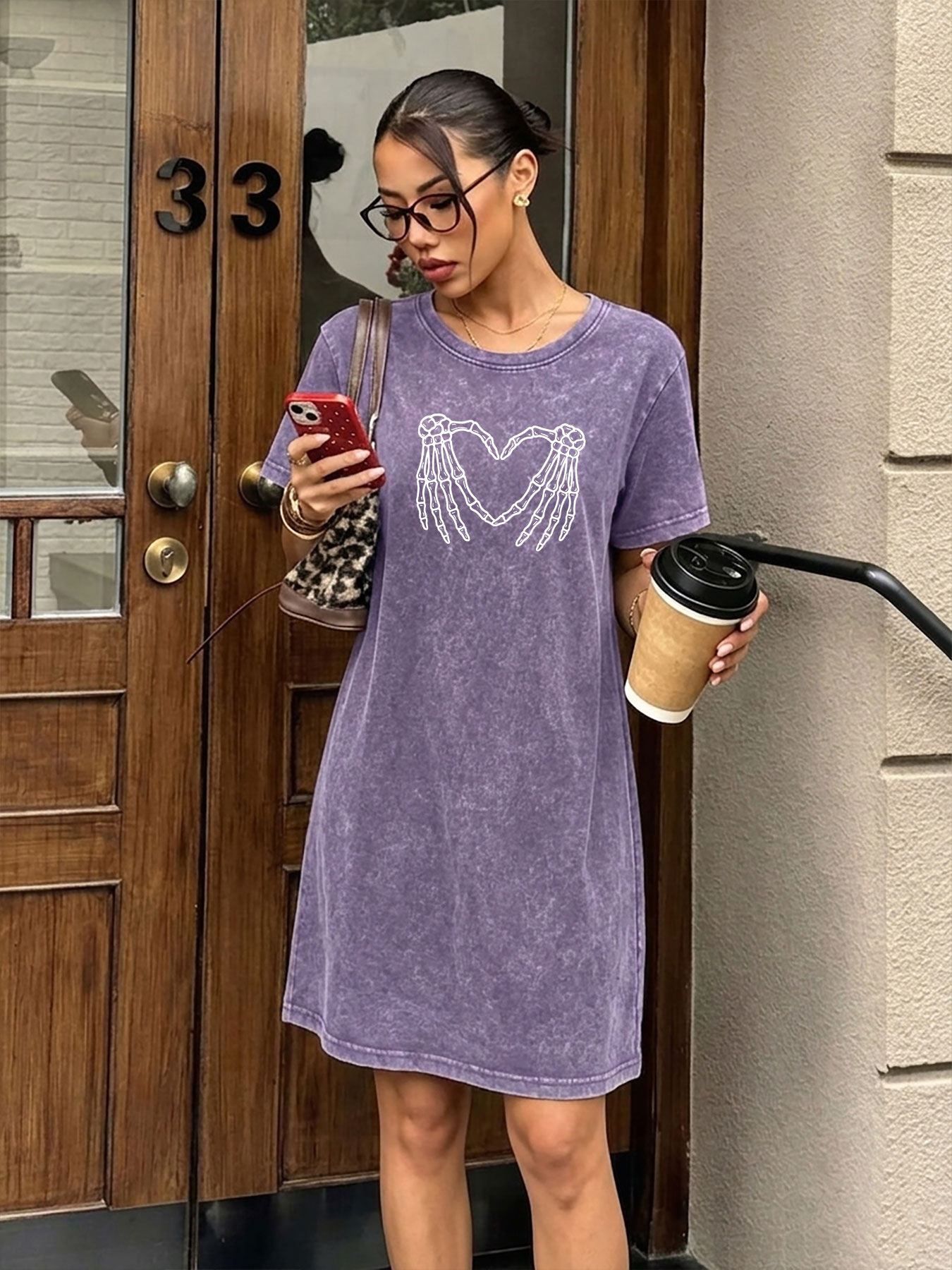 Streetwear Brand Heart - فستان تي شيرت نسائي بتصميم عتيق