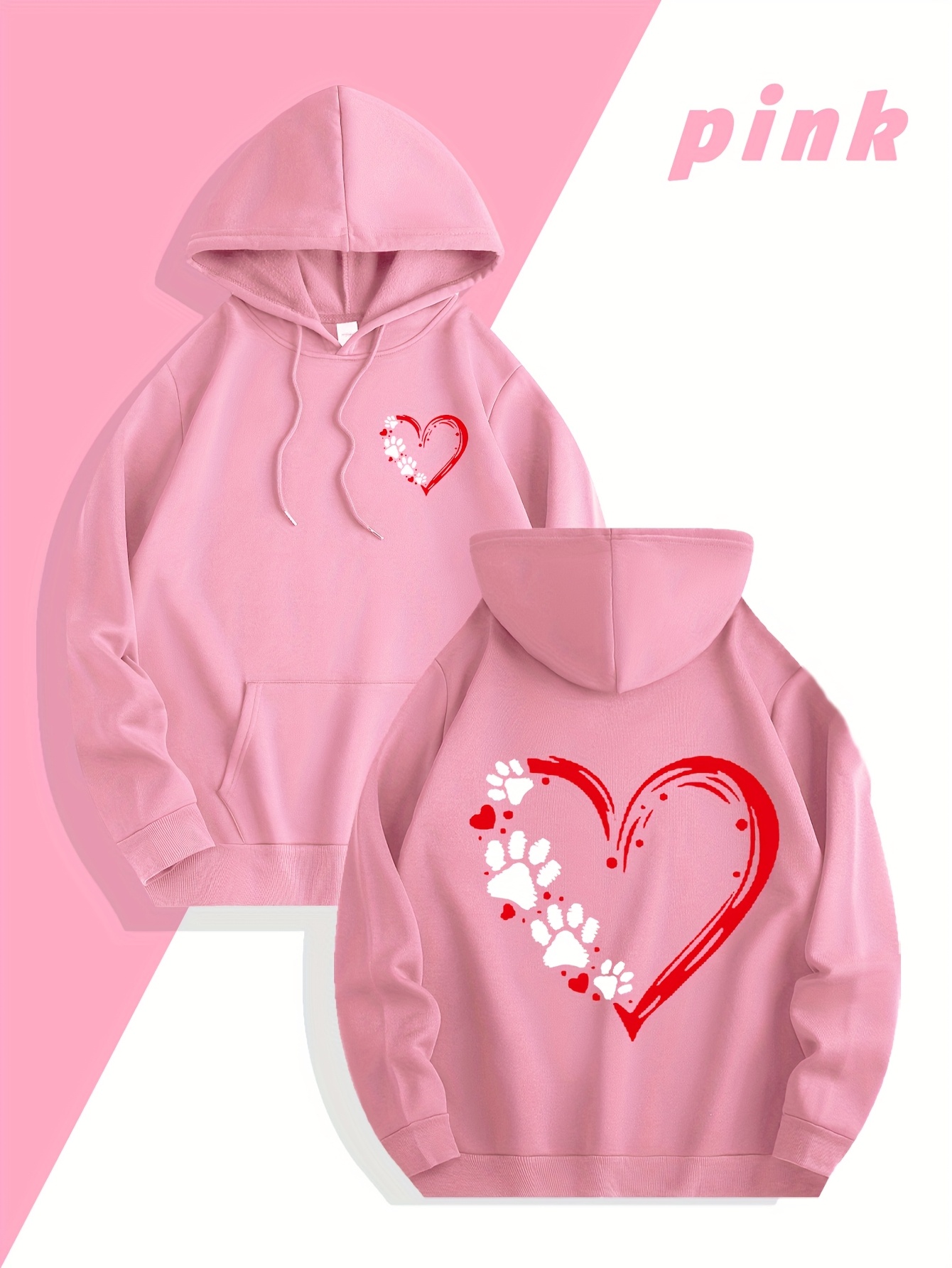 Streetwear Brand Heart - سترة رياضية رجالية بطباعة قلب للخريف/الشتاء،